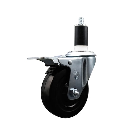 Service Caster 4'' SS Soft Rubber Swivel 1-3/8'' Expanding Stem Caster Total Lock Brake SCC-SSEXTTL20S414-SRS-138